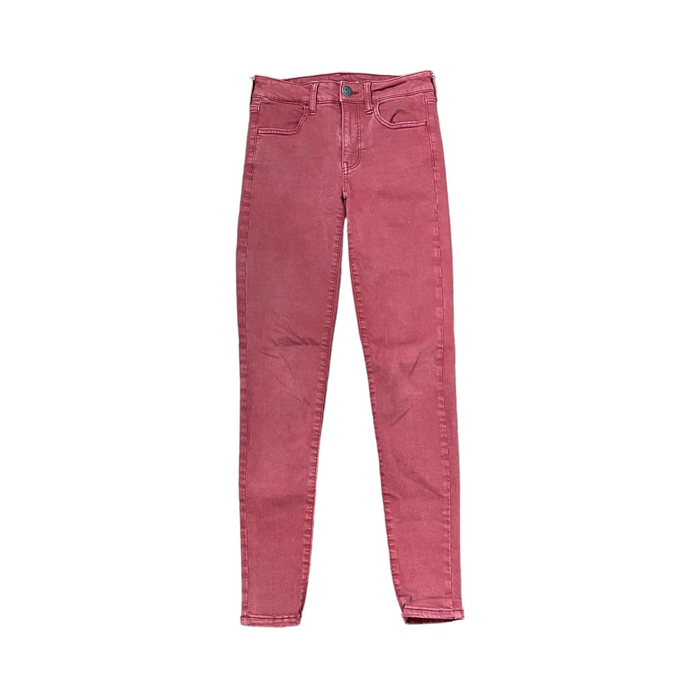 American Eagle Hi-Rise Jegging Jeans Size 2 Regular Maroon Womens Stretch 25X28‎